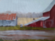 Barn on a Cloudy Day - Landscape Painting by Sharon Stadther Fine Art