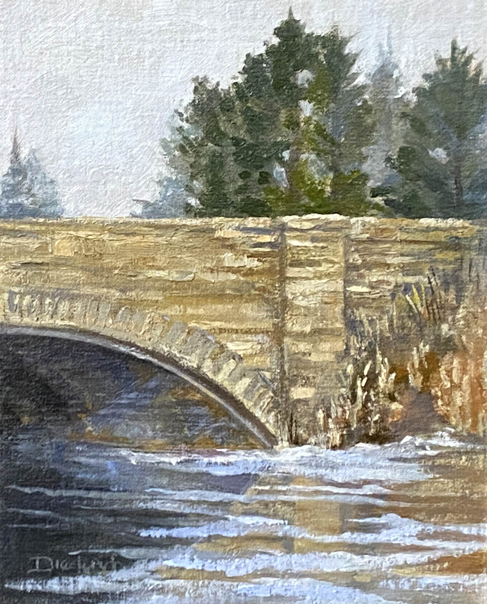 Bridge on Lake Phalen - Landscape Study Painting by Sharon Diederichs Stadther Fine Art
