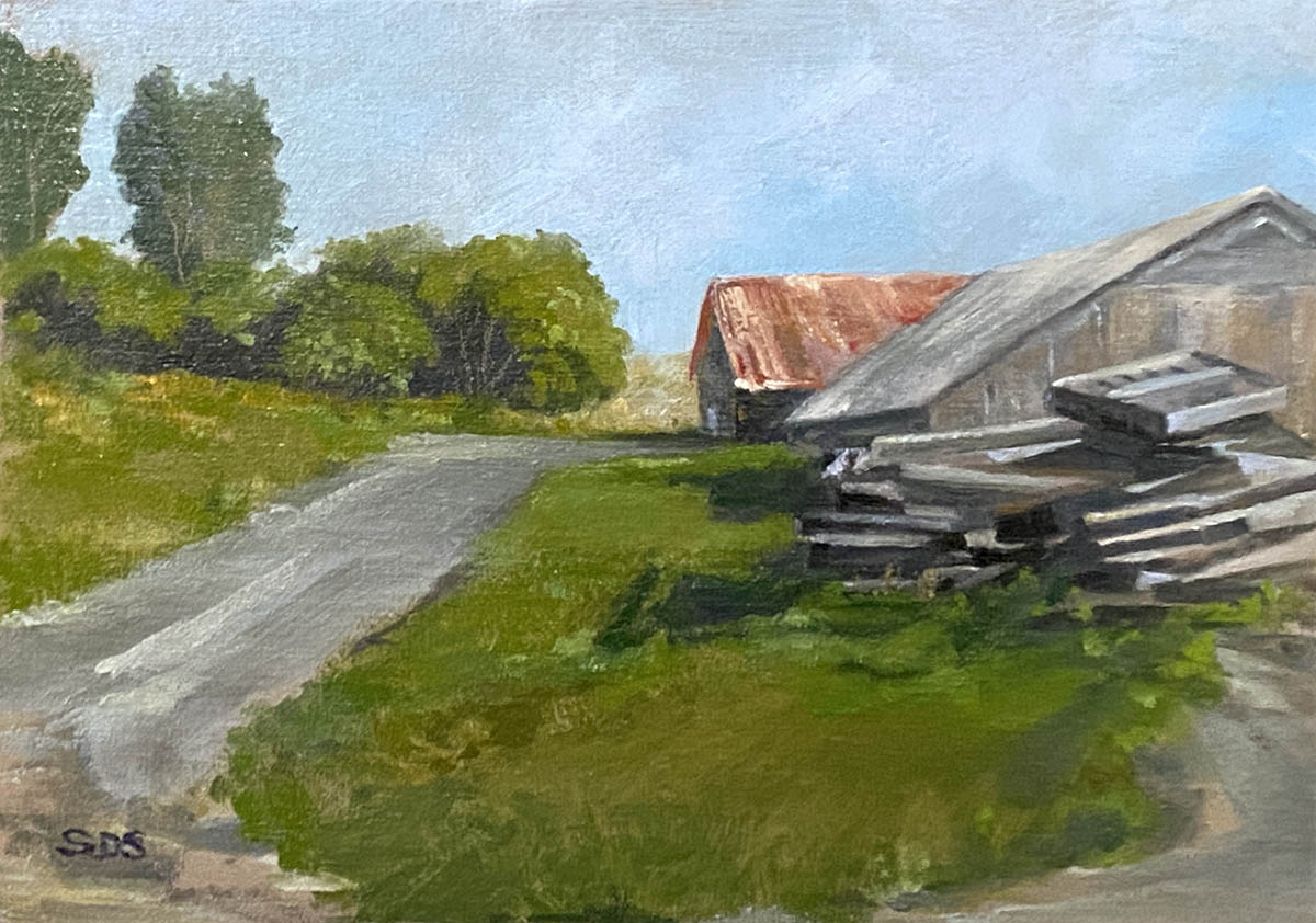 Discarded Pallets - Landscape Study Painting by Sharon Stadther Fine Art